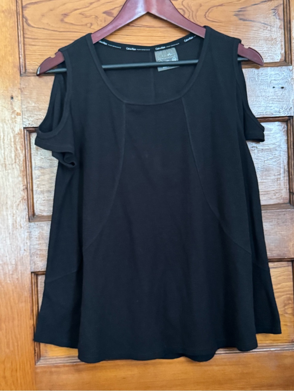 Calvin Klein Performance Black Cold-Shoulder Scoop Neck Top Size XL